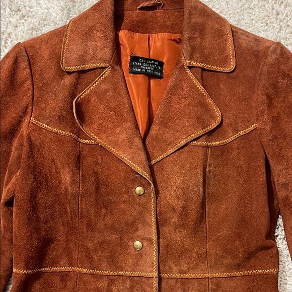 Rare Vintage Rust Brown Suede Button-Front Jacket - Picture 3 of 16